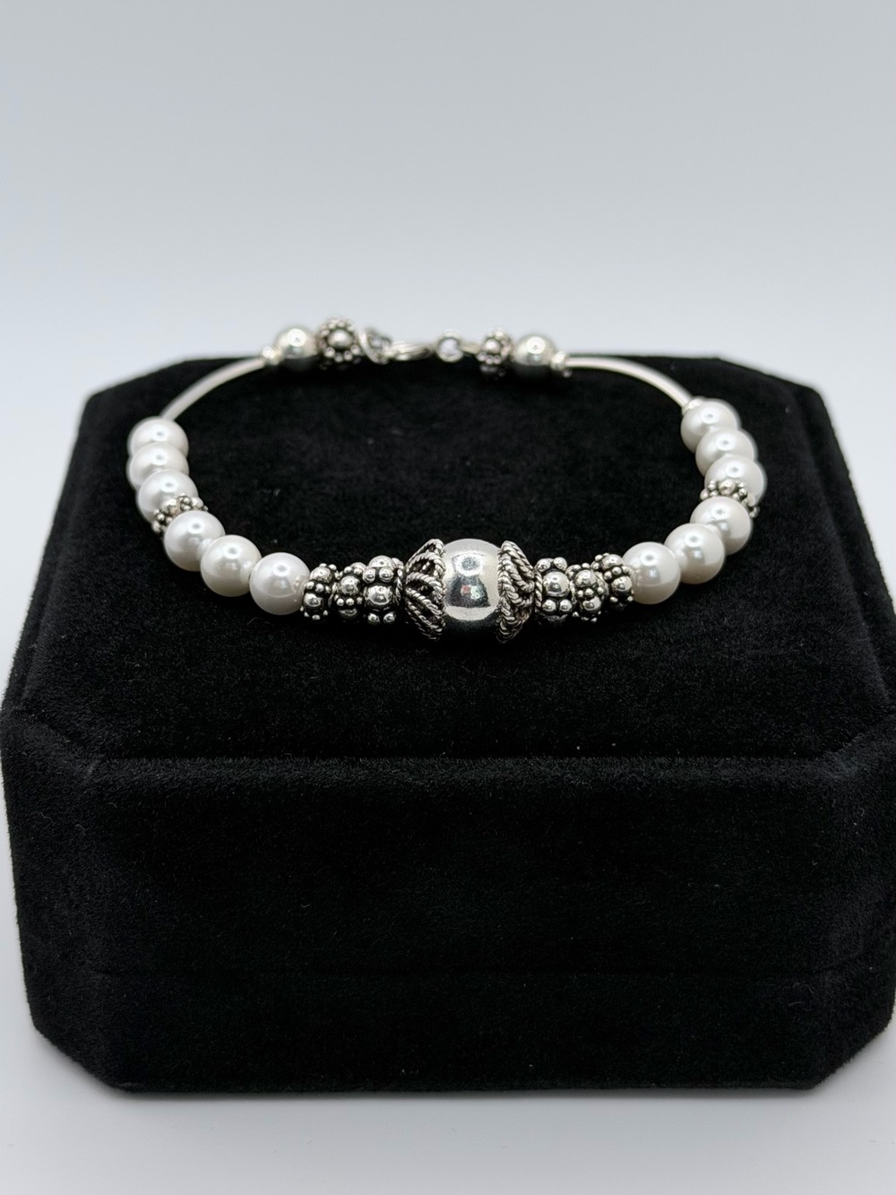 🥀THALIA #008 Sterling Silver 925 & Pearl COMPANION BRACELET 🥀7.25”🥀